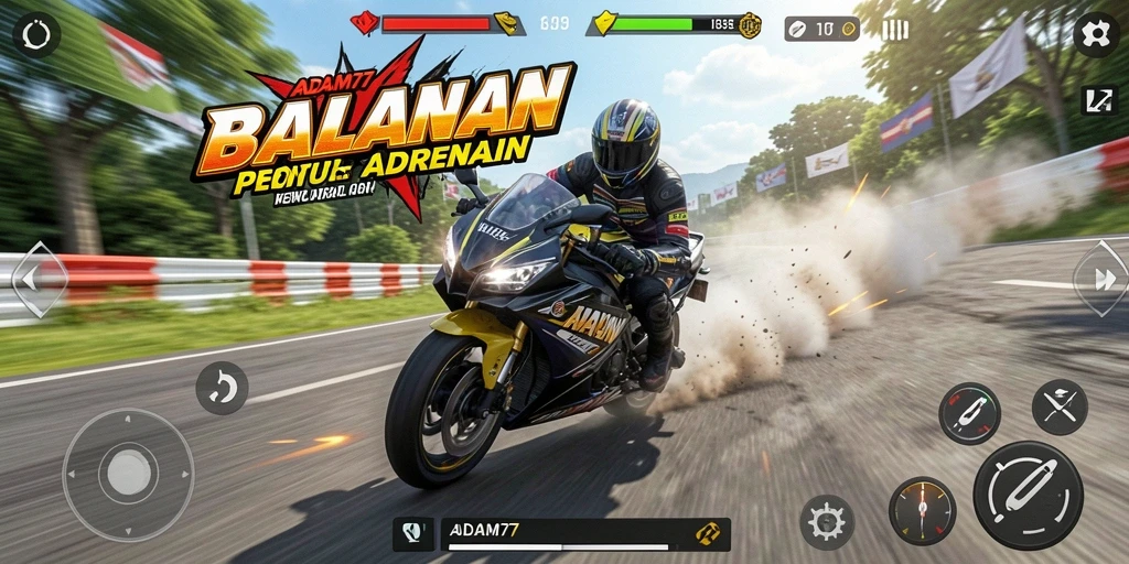 Gameplay seru di ADAM77 dengan aksi balap penuh semangat.