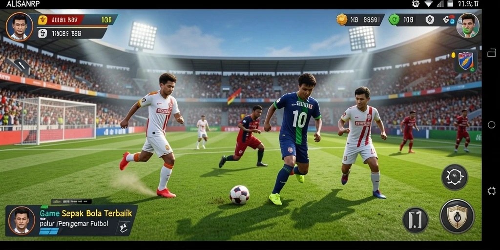 Tampilan gameplay seru di ALISANRP dengan aksi sepak bola yang mendebarkan.