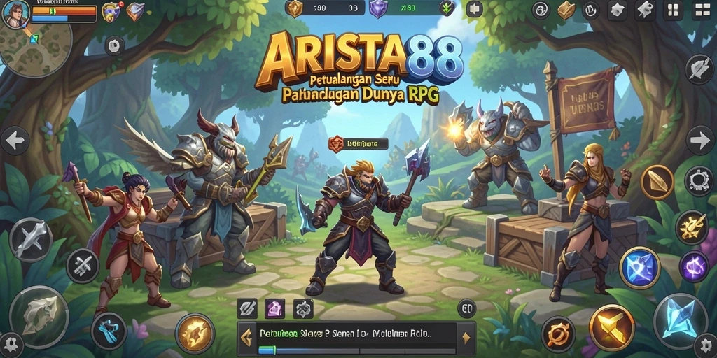 Tampilan gameplay ARISTA88 dengan aksi seru dan karakter unik.