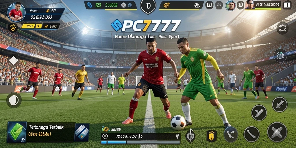 Tampilan gameplay mendebarkan dari PC777 di arena olahraga.