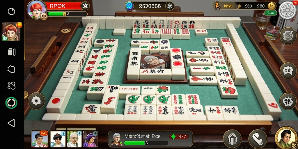 Screenshot gameplay RPOK menampilkan ubin Mahjong yang menyenangkan.