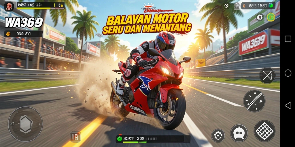 Gameplay seru balapan motor di WA369 dengan lintasan menantang.